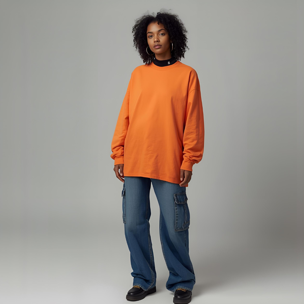 CITRINA | Orange Long-Sleeve Relaxed-Fit Shirt