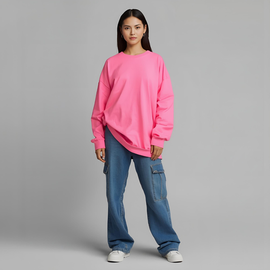 ROSELIA | Casual Stylish Pink Long-Sleeve Relaxed-Fit Shirt
