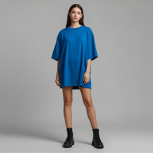 AZURINA | Relaxed-Fit Blue Oversized T-Shirt