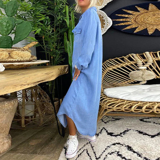 Women's Solid Color Denim Dress
