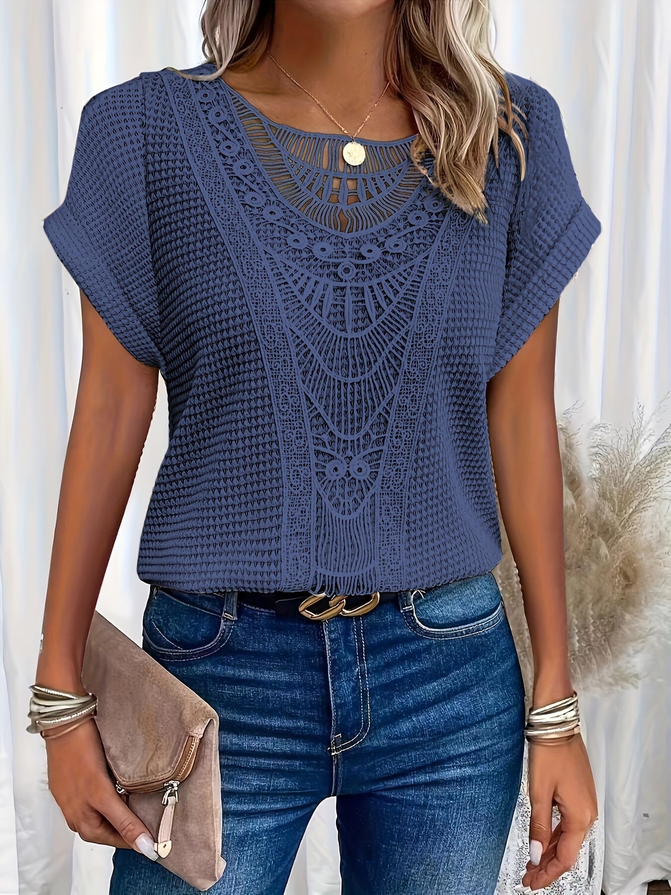 Chic Lace Top with Trendy Accents