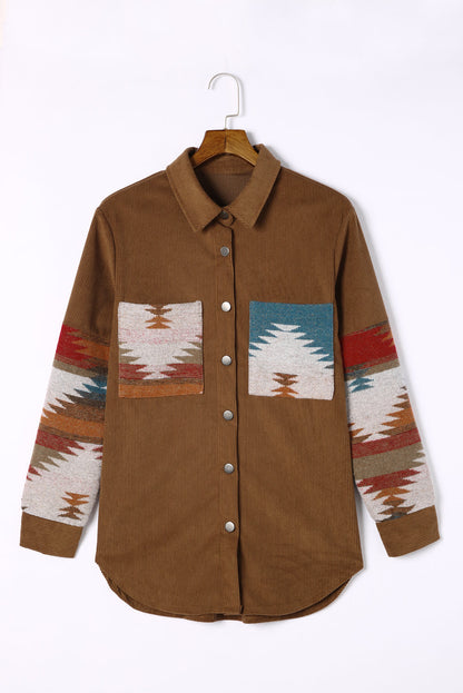 Aztec-Patterned Corduroy Jacket