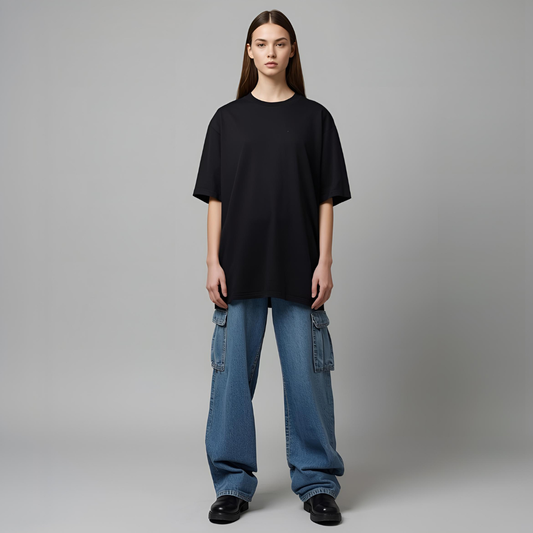 OBSIDIAN | Black Oversized Modern Casual T-Shirt
