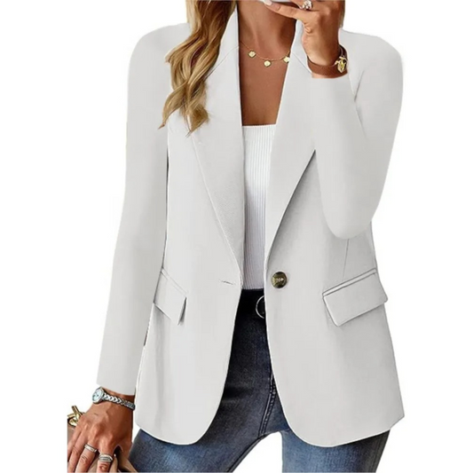 Button-Up Women's Blazer with Practical Pockets