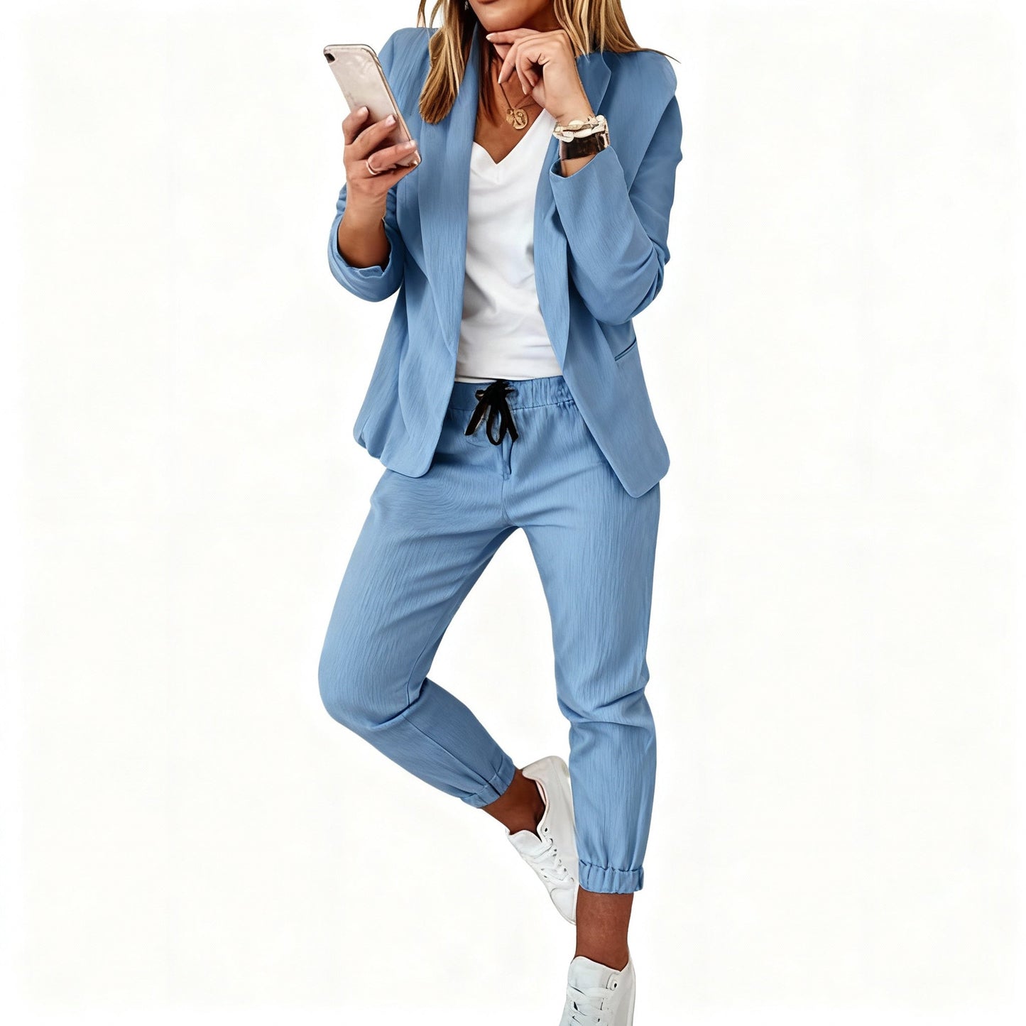Stylish Women's Blazer and Jogger Set – Coordinated Blazer and Pants Outfit