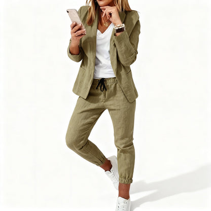 Stylish Women's Blazer and Jogger Set – Coordinated Blazer and Pants Outfit