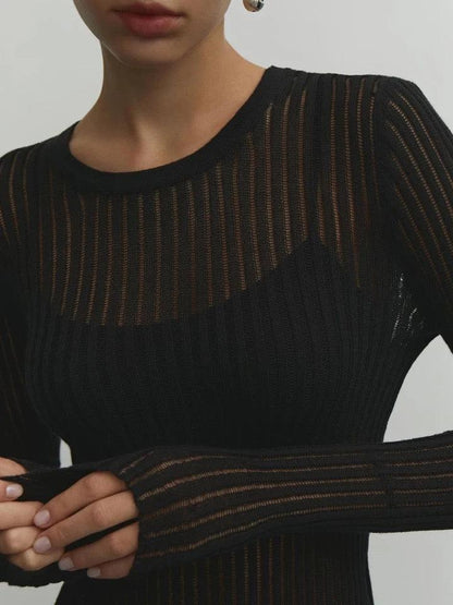 Chic Sheer Blouse Featuring Elegant Stripes