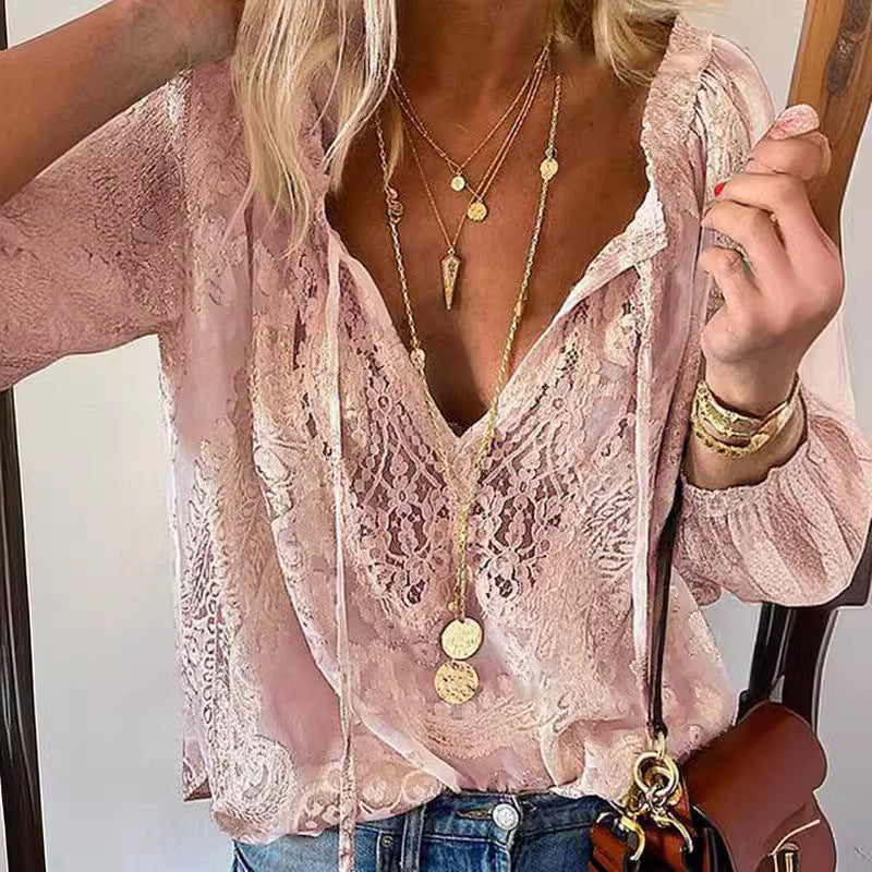 Lace-Trimmed Women's Blouse