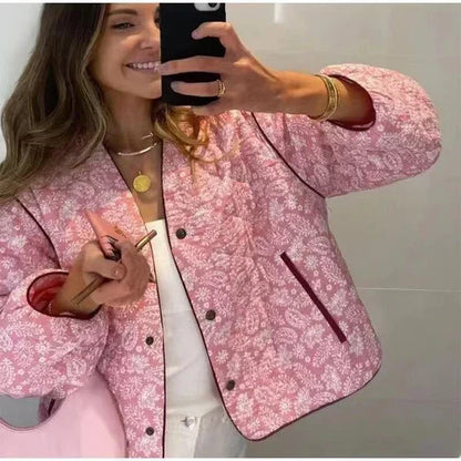 BLOOM – Women's Quilted Patchwork Jacket in Pink