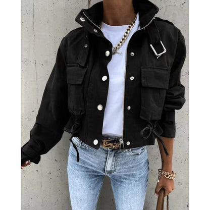 Chic Women's Stand-Up Collar Jacket